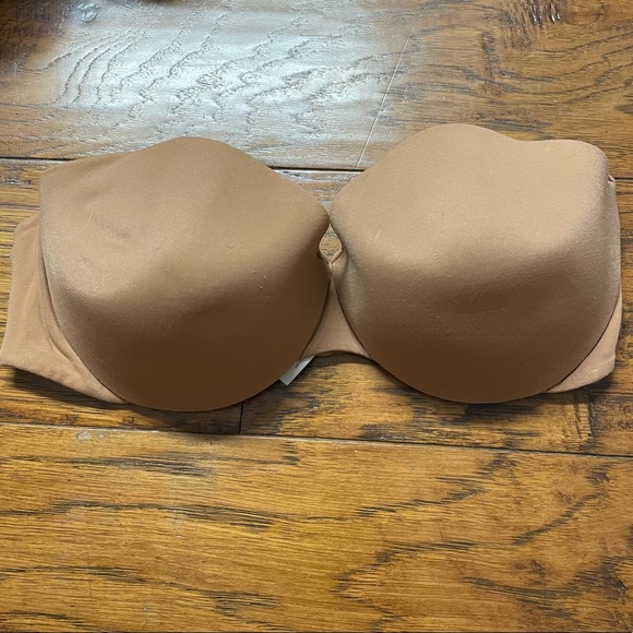 tan strapless bra